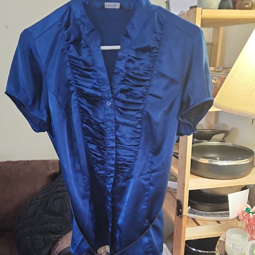 Blue Satin Blouse